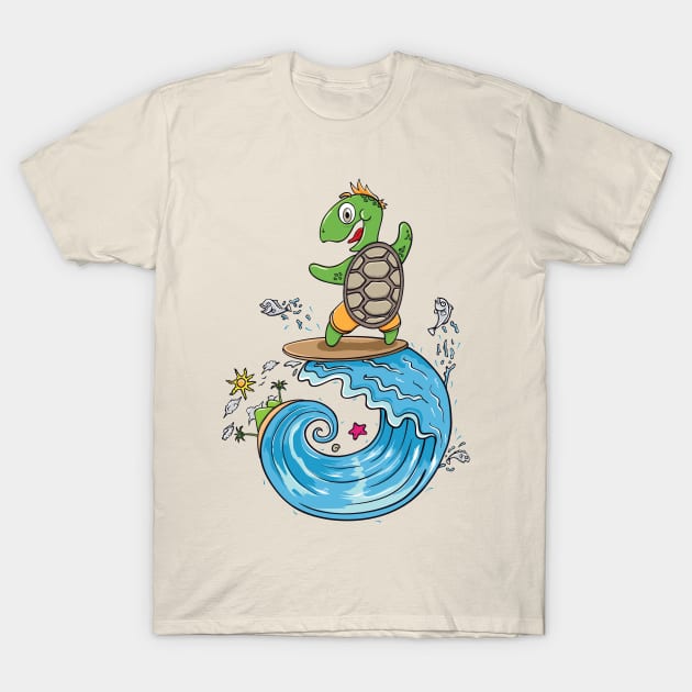 Surfing Turtle T-Shirt by ginanperdana